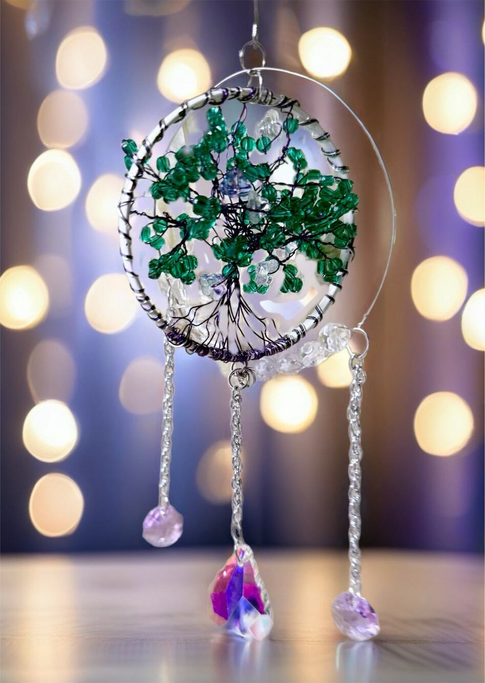 3D Tree of Life Crystal beaded suncatcher handmade.